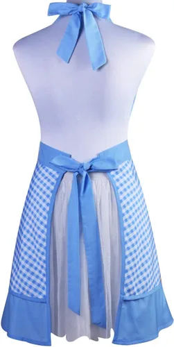 Vista 2 de Love Potato Bonito delantal retro de diseño único para mujeres y niñas con bolsillo elegante para cocinar cocina, color azul