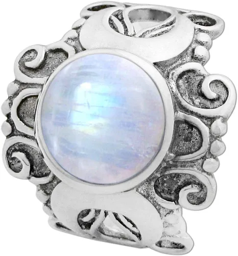 Vista 4 de Anillo de plata de ley grande con piedra lunar victoriana triple luna (tallas 4-15)