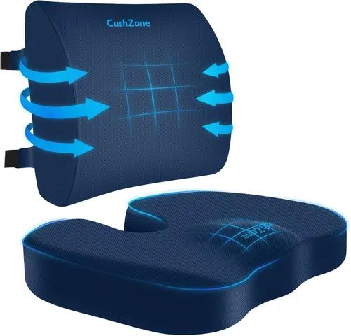 Vista 11 de CushZone Cojín de asiento, almohada de apoyo lumbar con correa ajustable, cojines para silla para aliviar el dolor de ciática, con funda lavable