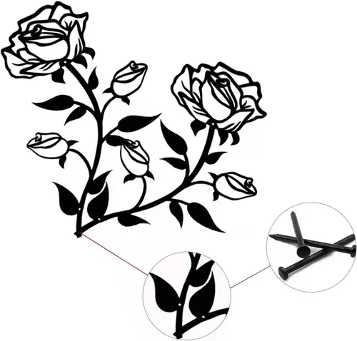 Vista 3 de ESTART Decoración de pared de rosas de metal negro para baño, 15 pulgadas de alto, bonito arte de pared floral de metal para el día de San Valentín