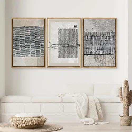 Vista 59 de SIGNWIN Lienzo enmarcado para pared, juego de arte neutro de bosque brumoso, ilustraciones en tono tierra, arte moderno, decorativo, bohemio