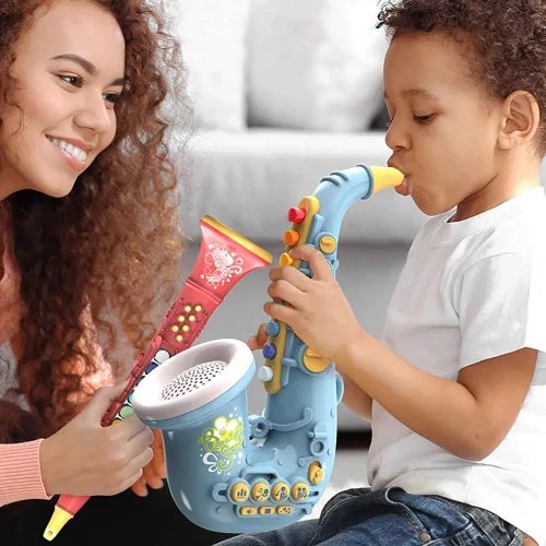 Vista 6 de Smaroll Juguetes de Saxofón para Niños con Luz y Sonido, Juguetes Educativos Multifuncionales, Instrumento Musical para Juguete Temprano para Niñas