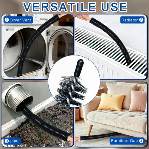 Vista 6 de Kit limpiador de ventilación de secadora – Accesorio universal para manguera de vacío + cepillo de pelusa para secadora para eliminación rápida