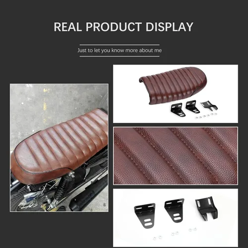 Vista 5 de DREAMIZER Asiento vintage para motocicleta Cafe Racer de Cuero PU compatible con Suzuki KZ400 KZ650 KZ750 TU250X GS450 GS750 GS1100 R75 R90 XJ550