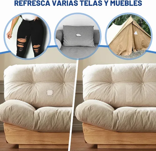 Vista 4 de KING MOUNTAIN Parche de lona para planchar, 3 x 60 pulgadas, parche de reparación de tela 100% algodón impermeable, utilizado para varios sofás Beige