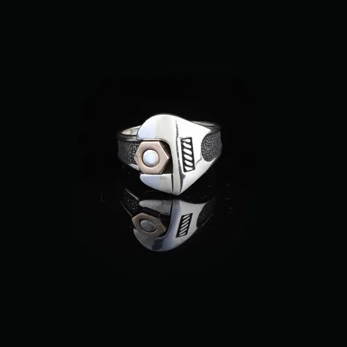 Vista 2 de Sterling Silver Fidget Ring Men, Screw Ring Men, Fidget Spinner Ring, Unique Ring, Biker Ring, Anniversary, Memorial
