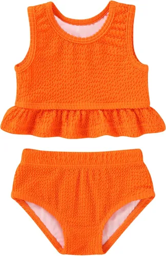 Vista 17 de YOUNGER TREE Traje de baño de verano para niñas pequeñas, sin mangas, traje de baño a rayas, traje de dos piezas, bikini