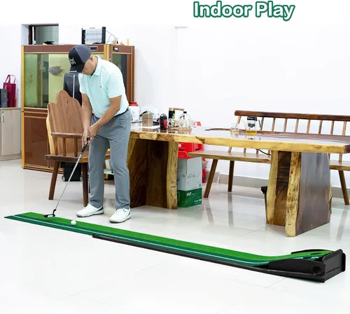 Vista 4 de Dollox Putting Green - Alfombrilla de Putting de Golf para Interiores, Alfombrilla con Retorno Automático de Pelota, Set de Mini Golf Accesorios