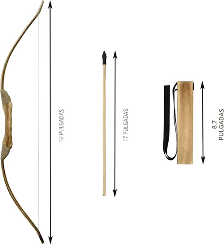 Vista 2 de Kids Bow and Arrow Set, 32 Inch Archery Set Handmade Wooden Toy Bow and Arrow for Kids 4-6 8-12, Cosplay Game Costume Prop Play, 1 Bows 1 Quivers