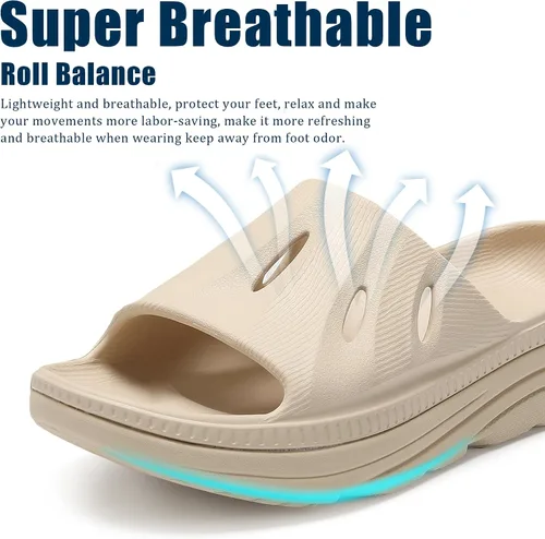 Vista 3 de Womens Recovery Sandals Mens Comfortable Athletic Slides Thick Cushion Lightweight Plantar Fasciitis Sport Sliders of Indoor Outdoor,Arch Support