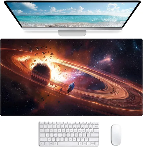 Vista 20 de Alfombrilla de ratón para juegos grande con bandera americana, alfombrilla XXL para laptop y teclado, decoración de escritorio de oficina de 35.4 x