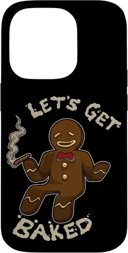 Vista 17 de Divertida funda navideña para iPhone 16 con diseño de pan de jengibre y marihuana