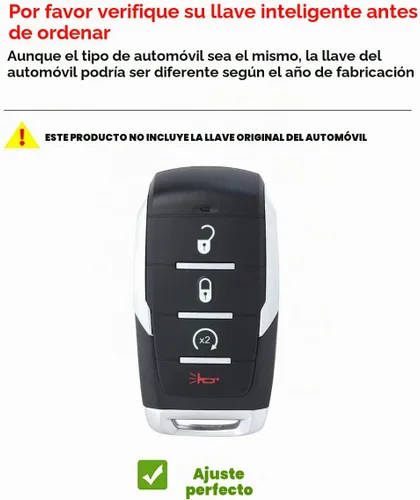 Vista 2 de para Dodge Ram 1500 Funda y Carcasa para Llavero de Metal Soporte de Llave Inteligente Protector, Fibra de carbono, 4 botones, Moderno