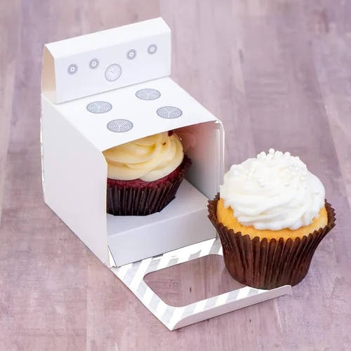 Vista 7 de Bun in the Oven - Cajas para cupcakes para baby shower, fiesta de revelación de género para niños y niñas (12 piezas, azul)