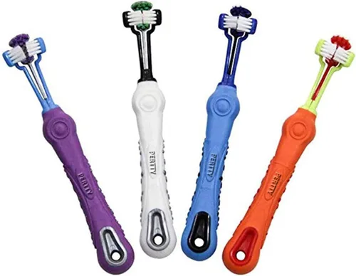 Vista 10 de Orgrimmar Cepillo de dientes para mascotas de 3 caras, 2 piezas, boca de Azul y naranja