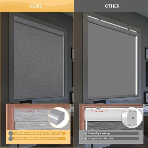 Vista 5 de Persianas enrollables opacas para ventanas, inalámbricas, tela jacquard, persianas enrollables, tela con aislamiento térmico y protección UV