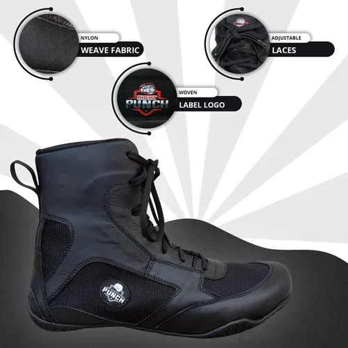 Vista 5 de Zapatos de boxeo profesionales transpirables, zapatos de entrenamiento para adultos y jóvenes, hombres y mujeres, suela de goma antideslizante