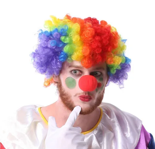 Vista 7 de LOVEINUSA Juego de peluca de payaso, peluca de payaso de nariz de payaso roja esponjosa afro para hombres y mujeres, cosplay, anime, fiesta, pelucas