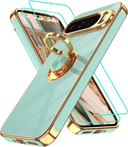 Vista 212 de Funda para Motorola Moto G 5G 2024: Funda Moto G Play 5G 2024 con 2 piezas de protectores de pantalla, soporte de anillo de rotación de 360°