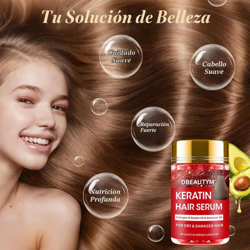 Vista 4 de Tratamiento capilar de queratina, suero capilar para cabello encrespado y seco dañado, cápsulas de aceite para el cabello con queratina, aceite