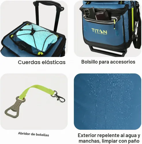 Vista 5 de Titan 60 Can Cooler with Wheeled Cart, Ice Up to 3 Days Azul-Marino