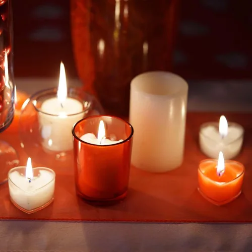 Vista 6 de Efavormart - Paquete de 12 velas de té con forma de corazón rojo para cumpleaños, propuesta, boda, fiesta, compromiso y decoración de mesa Blanco
