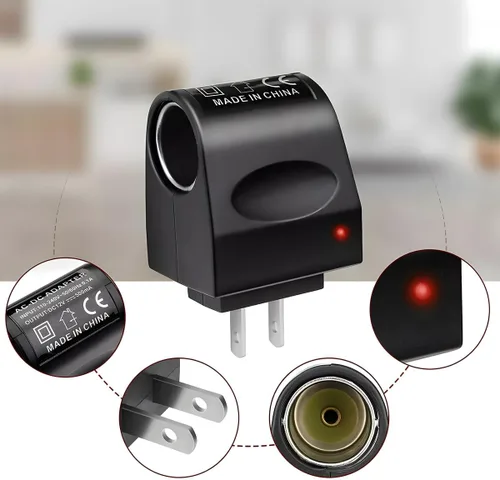 Vista 6 de Convertidor universal de adaptador de encendedor de cigarrillos de CA a CC para automóvil, DC 12V 500mA fuente de alimentación de vehículo enchufe