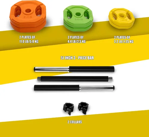 Vista 3 de AmStaff Fitness Juego de Bomba Cardio, Placas de Peso de Barra Ajustable para Entrenamiento en Casa y Gimnasio (disponible en placa y juego)