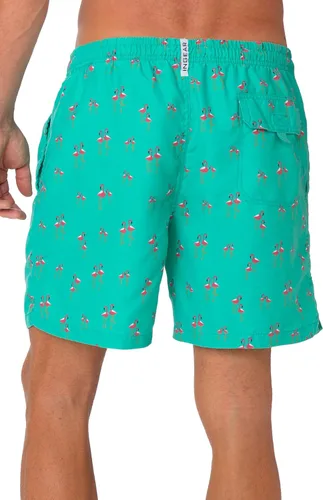 Vista 3 de INGEAR Performance SPF50+ - Traje de baño para hombre, de secado rápido, pantalones cortos de playa con forro de malla Aqua Flamingo