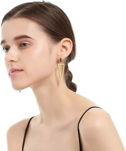 Vista 8 de LILIE&WHITE Pendientes colgantes de triángulo de metal para mujer, joyería de disfraz