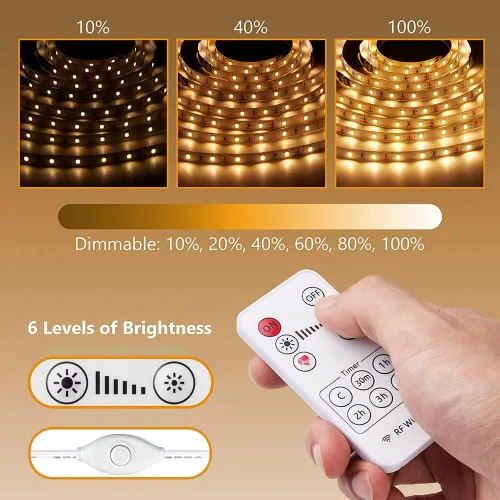 Vista 3 de Yi Lighting - Kit de iluminación para debajo del gabinete, tira de luces LED flexibles con control remoto para cocina, armario, escritorio, monitor