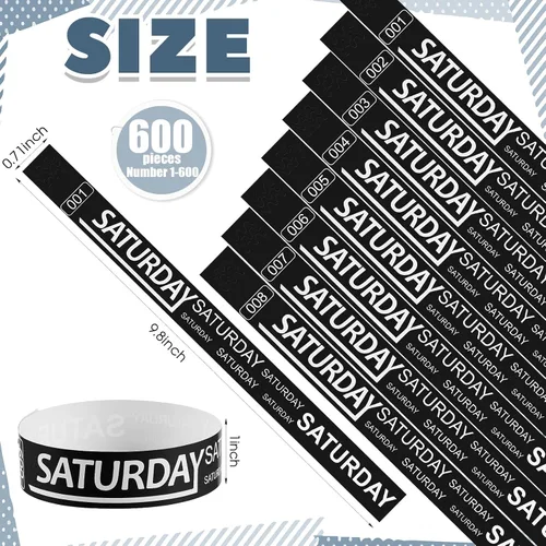 Vista 2 de Henoyso Saturday - 600 pulseras de papel para eventos numerados, color Negro