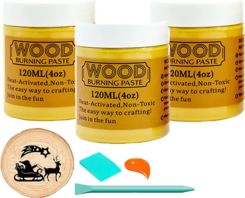 Vista 9 de JAJADO Pasta para Quemar Madera y Mini Espátula, Gel para Quemar Madera de 4 OZ para Lienzo, Mezclilla, Tablero de Madera para Manualidades, Pasta