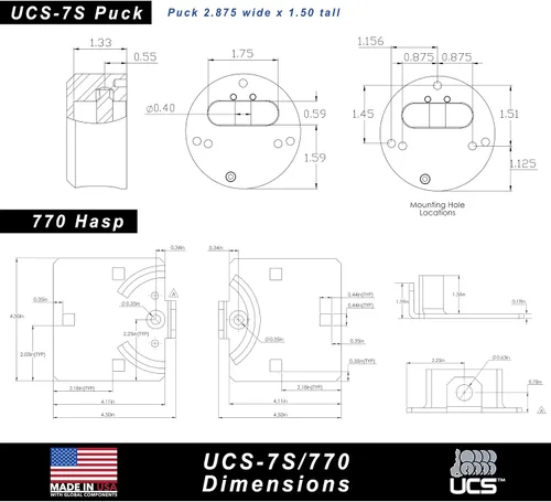 Vista 4 de PACLOCK Kit combinado de cerrojo y disco UCS-7S/770, compre American Act obediente, cuerpo de acero inoxidable, cerrojo blanco, cilindro de 6 pines