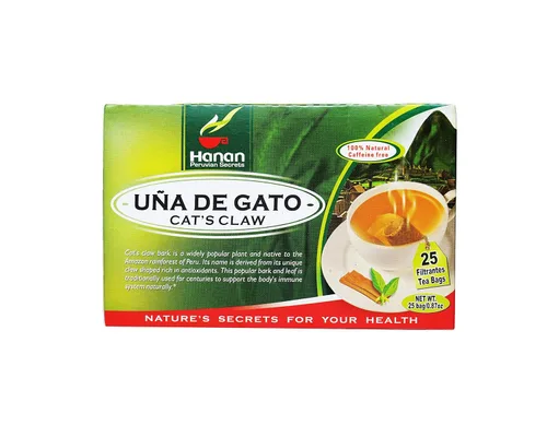 Vista 2 de Hanan Peruvian Secrets Una De Gato - Té de hierbas Corteza de garra de gato 100% natural 25 bolsas de té Ayuda naturalmente a apoyar un