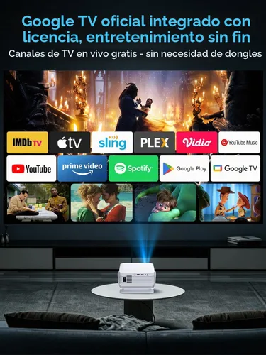 Vista 2 de Wielio Proyector inteligente con Wifi Bluetooth 400 ANSI para Google TV