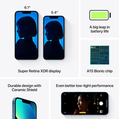 Vista 5 de Apple iPhone 13 (128GB, azul) [bloqueado] + suscripción a empresa de telefonía