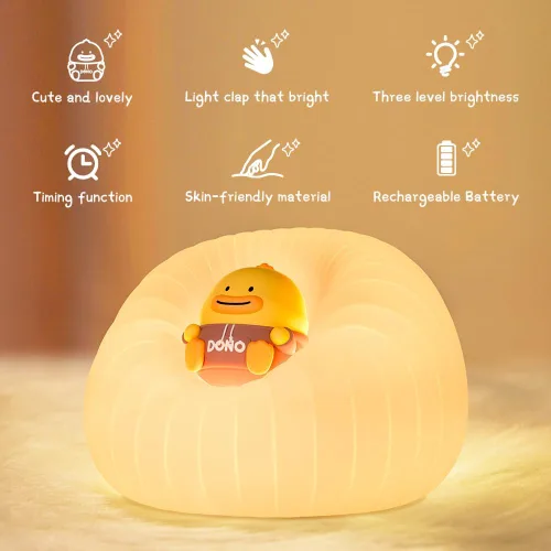 Vista 4 de Luces nocturnas para niños, lámpara táctil recargable de 3 brillos para cuarto de bebé 3 brillo ajustable, apagado automático, control táctil