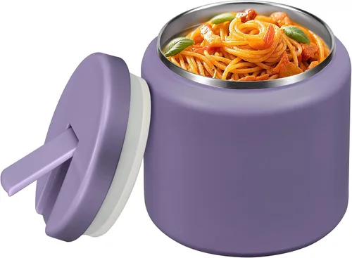 Vista 11 de Termo de sopa de 13.5 onzas para niños con tapa de hebilla, recipiente de comida aislado al vacío, boca ancha, a prueba de fugas, acero inoxidable