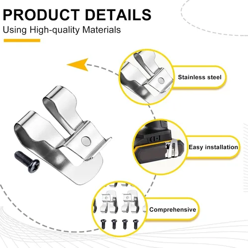 Vista 4 de 4 piezas de clip de cinturón para Ryobi, gancho de cinturón con tornillo para herramientas de 18 voltios Ryobi y Ridgid 633586002, clip de cinturón