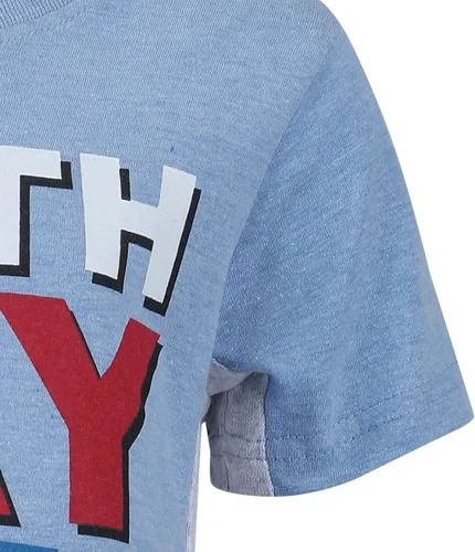 Vista 2 de Marvel Camiseta de manga corta para niños de Capitán América de los Vengadores para niños pequeños y niños pequeños - Azul