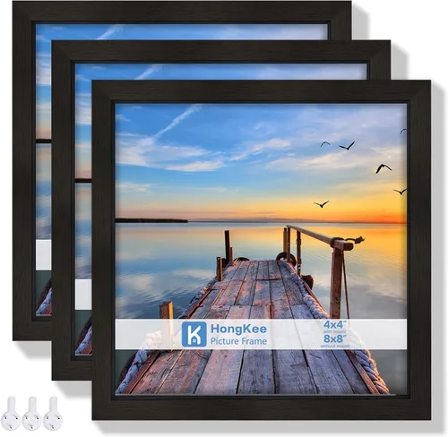 Vista 21 de Hongkee - Juego de marcos para fotos de 3.5x5 de 3 unidades - Hecho de vidrio real y marco de madera negra, foto pequeña de 3.5 por 5