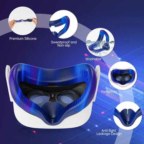 Vista 4 de Accessories for Oculus Quest 2All in One VR Headset Silicone Face CoverVR Shell CoverQuest 2 Touch Controller Grip CoverProtective Lens