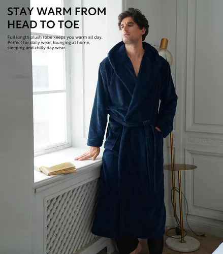 Vista 4 de Bata larga de vellón suave para hombre