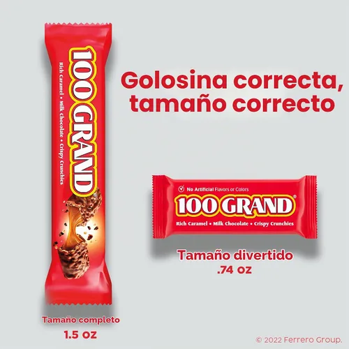 Vista 6 de 100 Grand Barras de chocolate con leche crujiente con caramelo, de tamaño completo envueltas individualmente, 1.5 oz cada una, caja a granel de 18