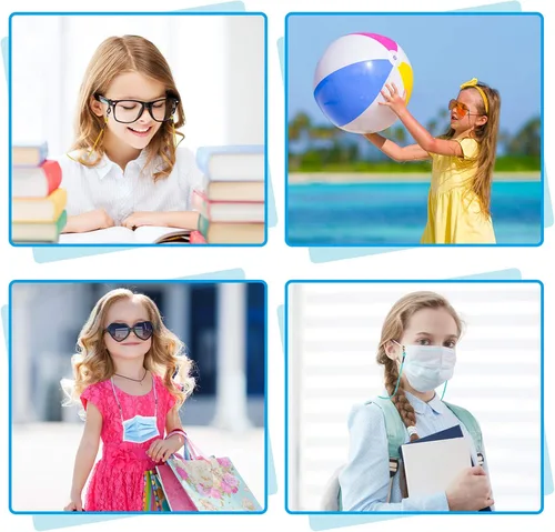 Vista 7 de Hifot Paquete de 10 correas para lentes para niñas, ajustador elástico para gafas, cordón de cadena para máscara