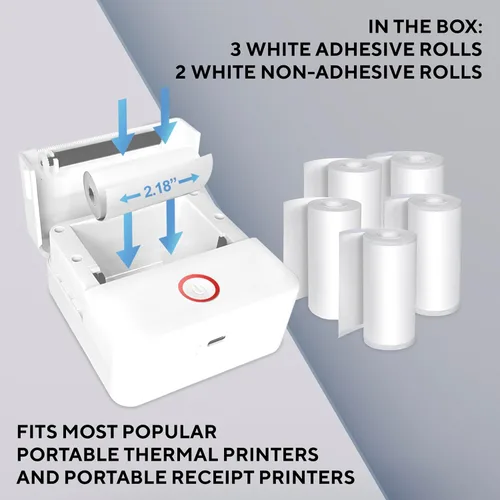 Vista 4 de Mini papel para impresora térmica, 3 calcomanías autoadhesivas + 2 rollos