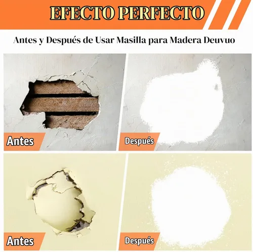 Vista 3 de Deuvuo Relleno de madera, relleno de masilla de madera blanco, nuestro relleno de grano de madera ofrece una solución rápida y duradera para 9.87oz
