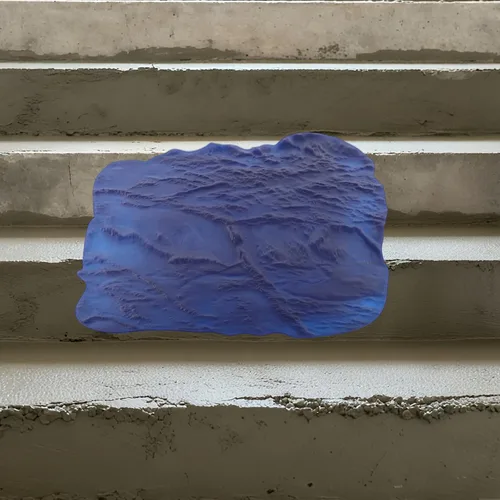 Vista 3 de Sellos de hormigón con textura de hormigón azul, patrón de pizarra, herramienta de estampado de molde a presión con recortadora de bordes