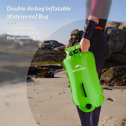 Vista 5 de Naturehike Boya de natación de alta visibilidad de 18 litros, flotador de burbujas ultraligero y bolsa seca para natación en aguas abiertas, kayak